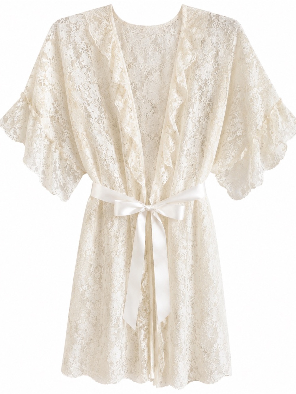 In‎ Bloom by Jonquil White Cream Robe Women's Lace Trim Kimono Sleepwear